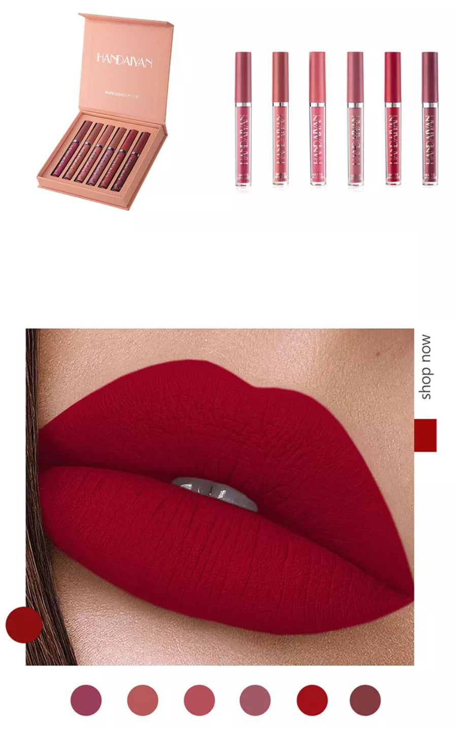 💄 PALETA DE 6 COLORES MATE – LABIOS SEXY Y DURADEROS 💄